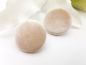 Preview: Stoff Knopf Ohrstecker Button beige BIG
