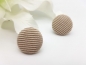 Preview: Cord Stoff Knopf Ohrstecker Button beige