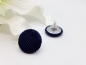 Preview: Cord Stoff Knopf Ohrstecker Button dunkelblau