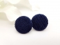 Preview: Cord Stoff Knopf Ohrstecker Button dunkelblau