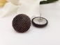 Preview: Cord Stoff Knopf Ohrstecker Button dunkelgrau