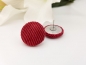 Preview: Cord Stoff Knopf Ohrstecker Button rot
