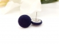 Preview: Stoff Knopf Ohrstecker Button dunkelblau