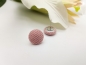 Preview: Stoff Knopf Ohrstecker Button rosa