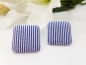 Preview: Gestreifte Stoff Knopf Ohrstecker Button blau