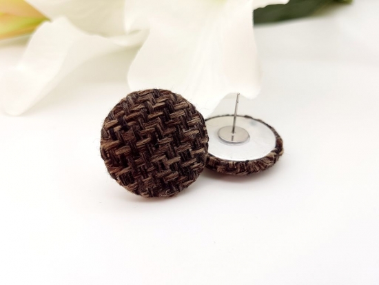 Preview: Stoff Ohrstecker braun schwarz Muster