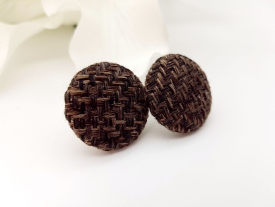 Preview: Stoff Ohrstecker braun schwarz Muster