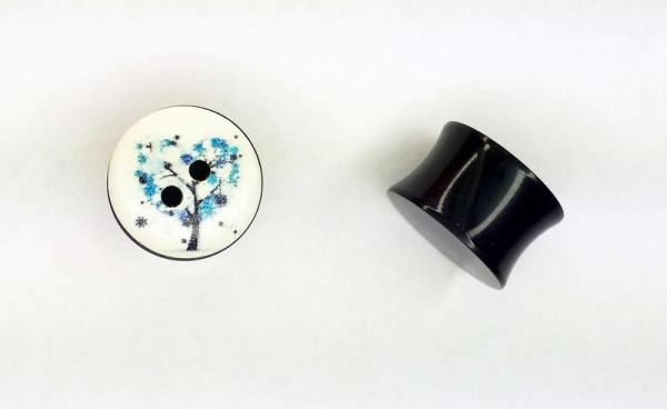 Baum Knopf Plugs 14mm Paar 1,4cm Tunnels Plug tree