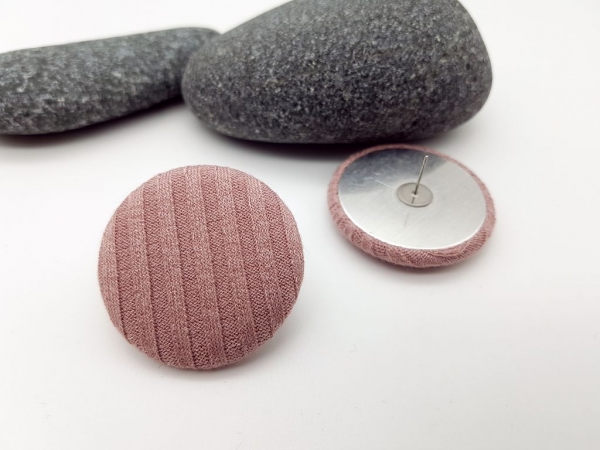 Stoff Knopf Ohrstecker Button rosa BIG