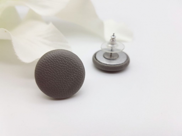 Kunstleder Ohrstecker grau