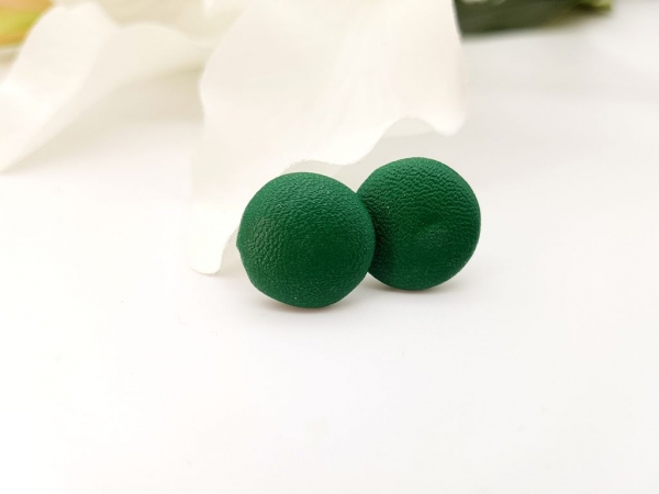 Kunstleder Ohrstecker dunkelgrün klein