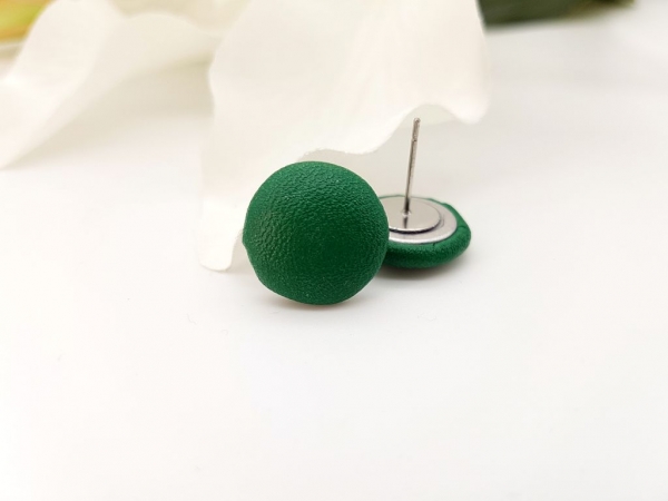 Kunstleder Ohrstecker dunkelgrün klein